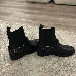 All saints leather Chelsea buckled biker boots size 38,perfect condition worn 1x